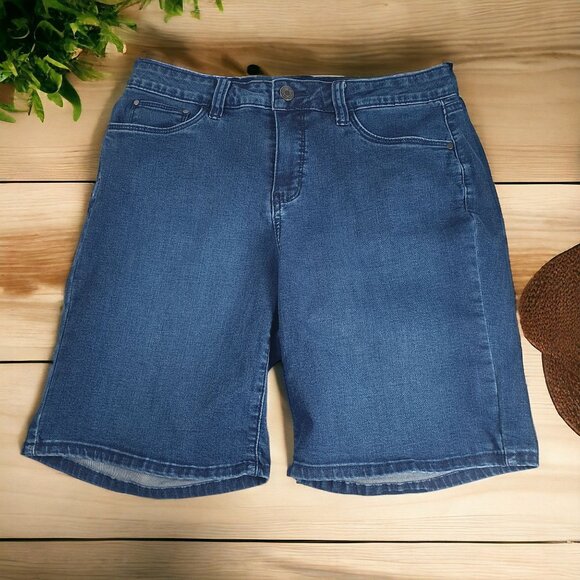 Croft Barrow Stretch 10 Premium Denim Bermuda Jean Shorts Casual 30 In Waist - Picture 1 of 8
